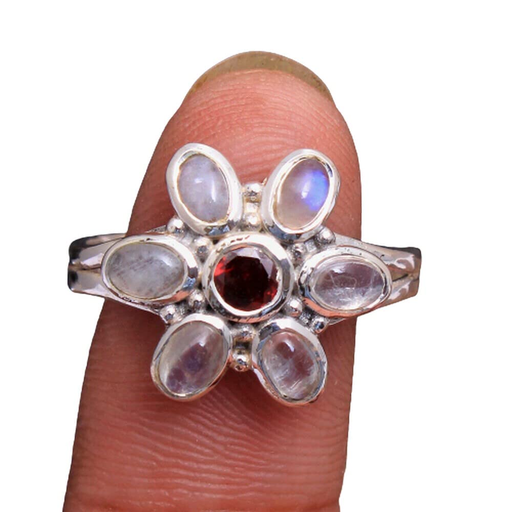925 Sterling Silver Moonstone Rings for Women - Oval Gemstone Bridesmaid Jewelry, Bezel Set Handmade Multi-Stone Rings | Perfect for Weddings, Engagements & Special Occasions