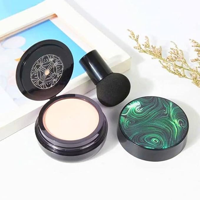 LANELLIE Air Cushion BB Cream - Full Coverage Waterproof Foundation with Concealer for Acne, Pimples & Dark Spots | Mushroom Sponge Applicator | Perfect for Daily Makeup & On-The-Go Touch Ups