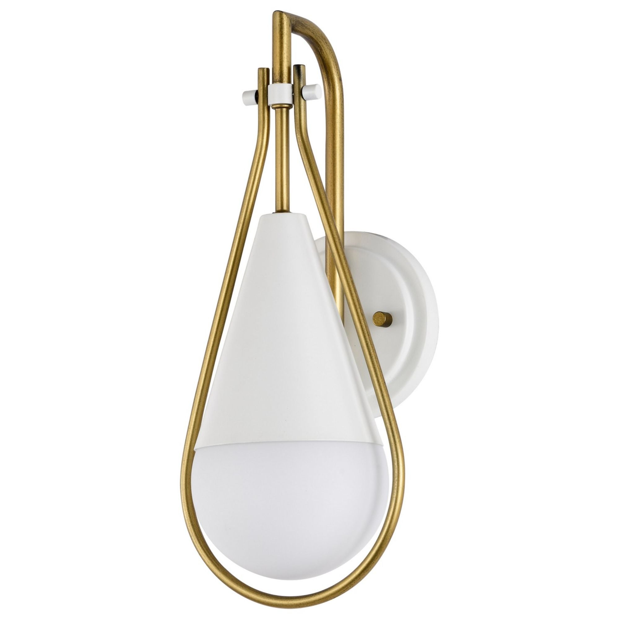 Admiral 15-Inch Modern Wall Sconce Light Fixture - Matte White & Natural Brass Finish - Perfect for Bedroom, Living Room, and Hallway Lighting