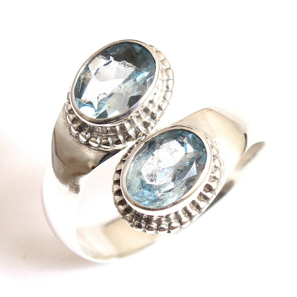 Blue Topaz 925 Sterling Silver Rings for Women | Adjustable Oval Gemstone Bridesmaid Rings | Bezel Set Handmade Jewelry | Perfect for Weddings, Engagements & Special Occasions