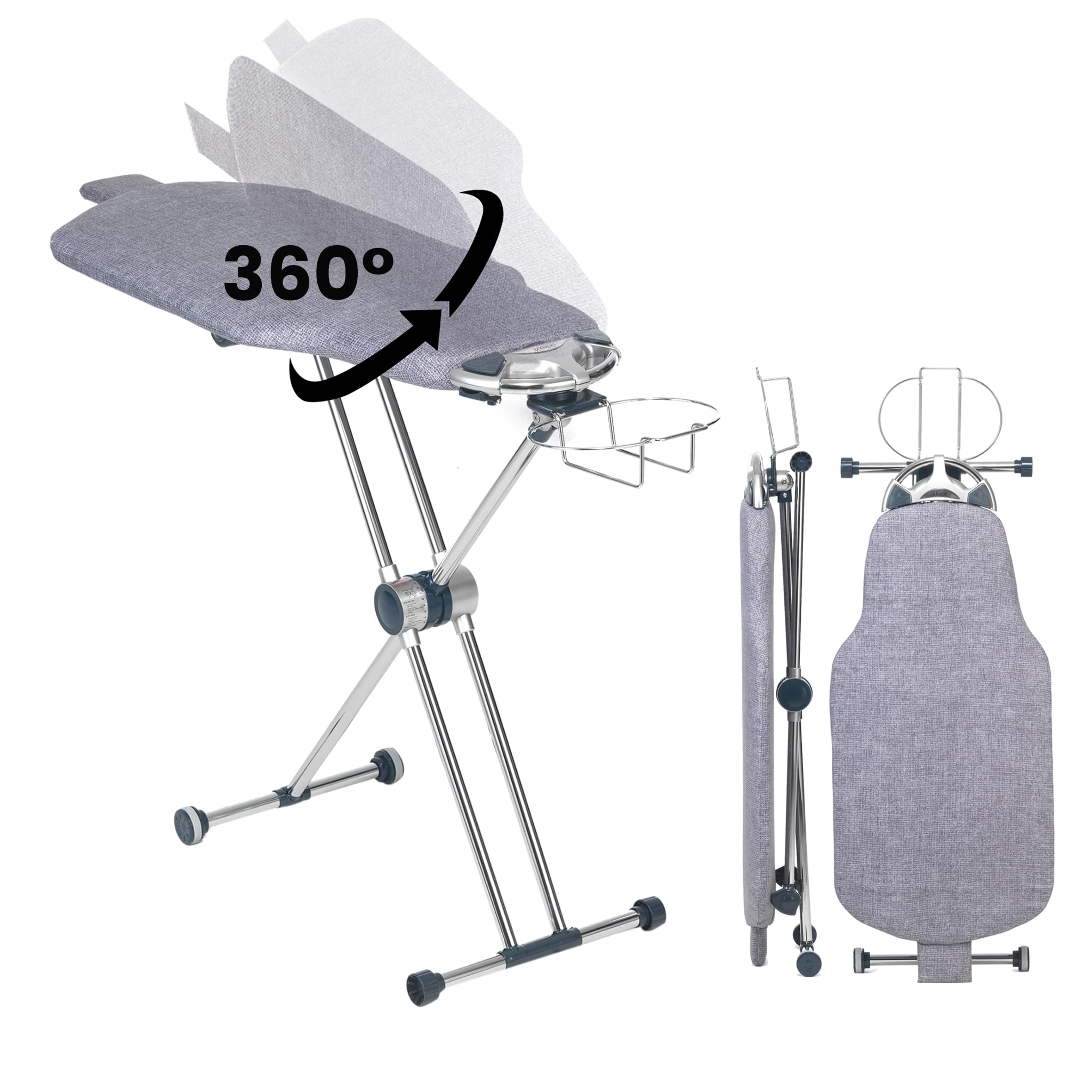 Dazzl 360-Degree Roto-Flip EZ71 Ultra Ironing Board - Dual-Sided Torso-Shaped Ironing Board with 8-Level Adjustable Height, Rotatable Iron Holder & Dual-Clamp Garment Clip - Full Size HDPE Ironing Board for Home, Laundry Room, and Professional Tailoring