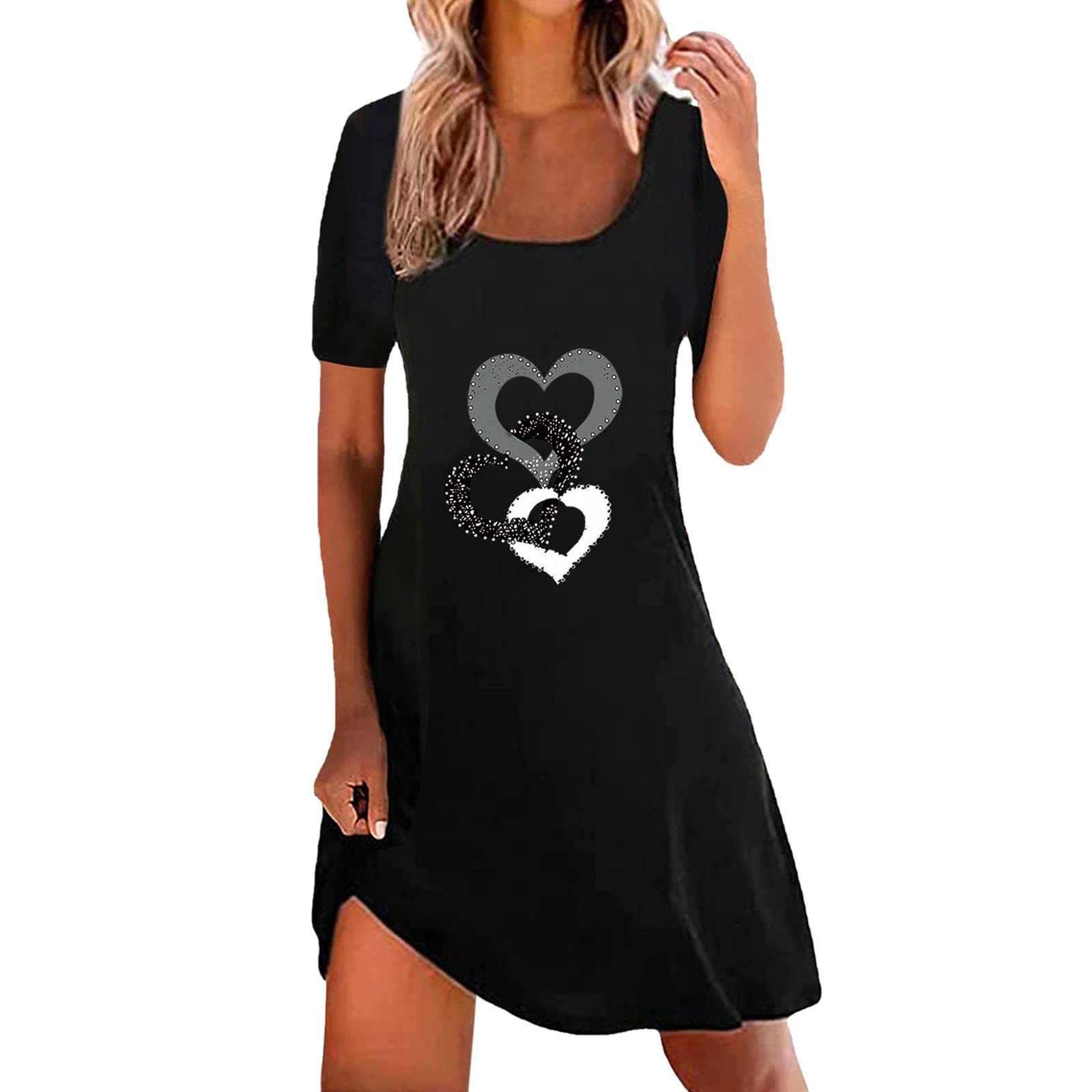 Women's Summer Beach Dresses - Round Neck Short Sleeve Flowy Dress for Vacation, Wedding Guest & Mother of The Groom | Perfect for Beach Parties, Tropical Getaways & Outdoor Events