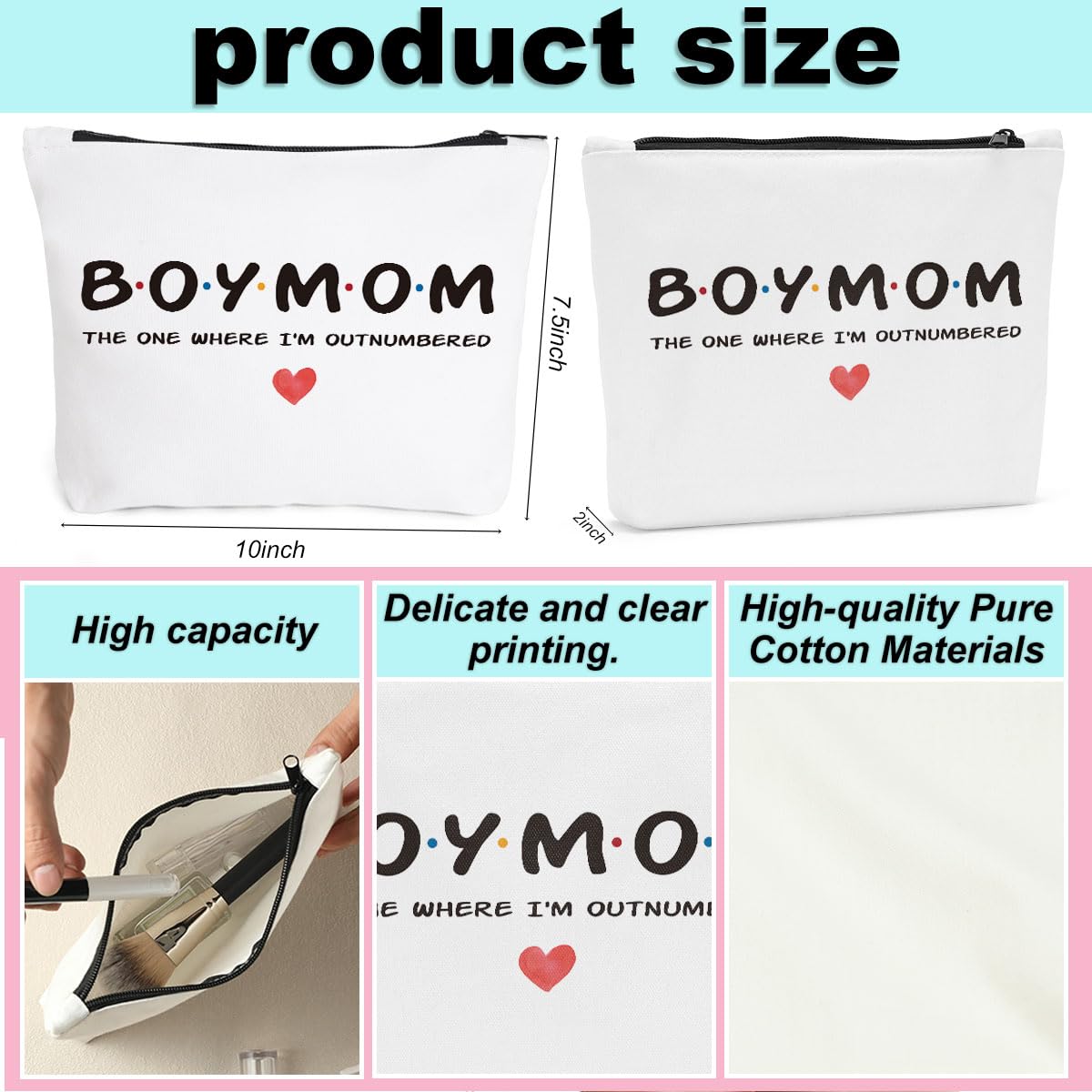 Funny Mom Makeup Bag - 'The One Where I'm Outnumbered' Cosmetic Pouch for Travel | Unique Mother's Day, Birthday & Baby Shower Gift Ideas | Perfect for Busy Moms, Travel Essentials & Daily Organization