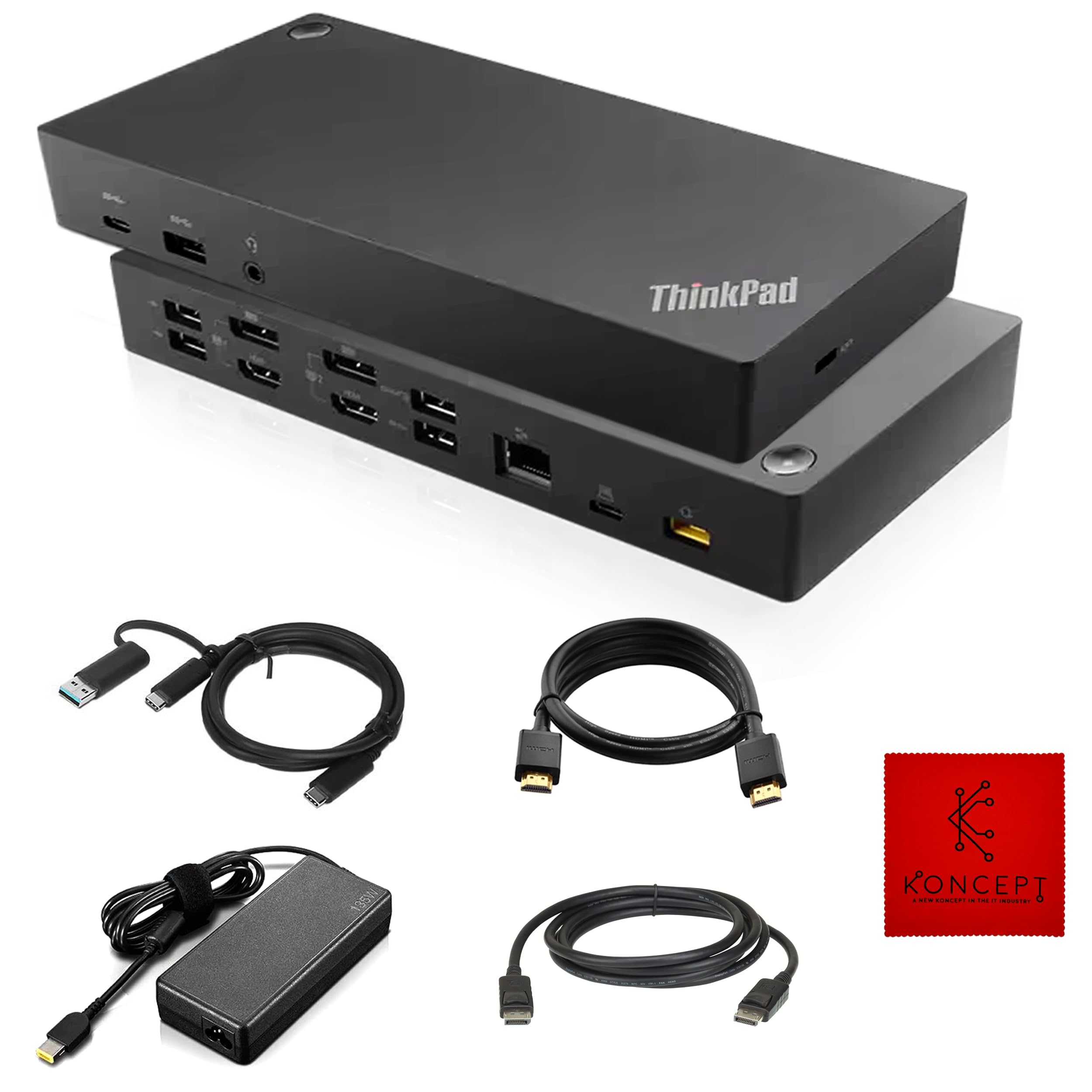 Lenovo 40AF0135US Hybrid USB-C/USB-A Docking Station for ThinkPad - Dual Monitor Support with HDMI & DisplayPort - 1 Year Warranty | Perfect for Home Office, Remote Work & Business Travel