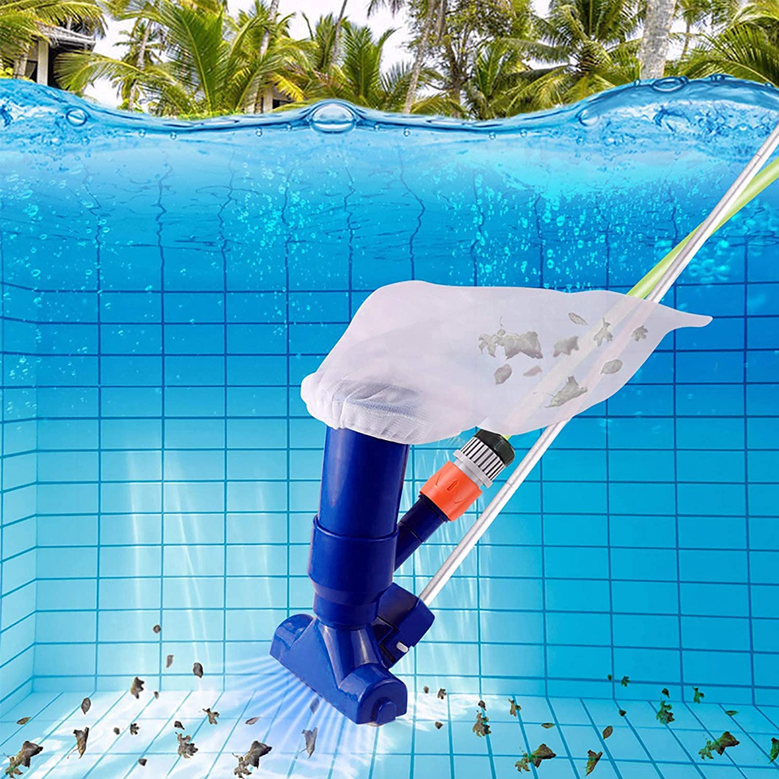 Portable Swimming Pool Vacuum Cleaner with Rubber Brush - Attachable to Garden Hose for Above Ground Pools, Tubs & Ponds | Underwater Fountain Cleaning Tool for Easy Maintenance & Sparkling Water