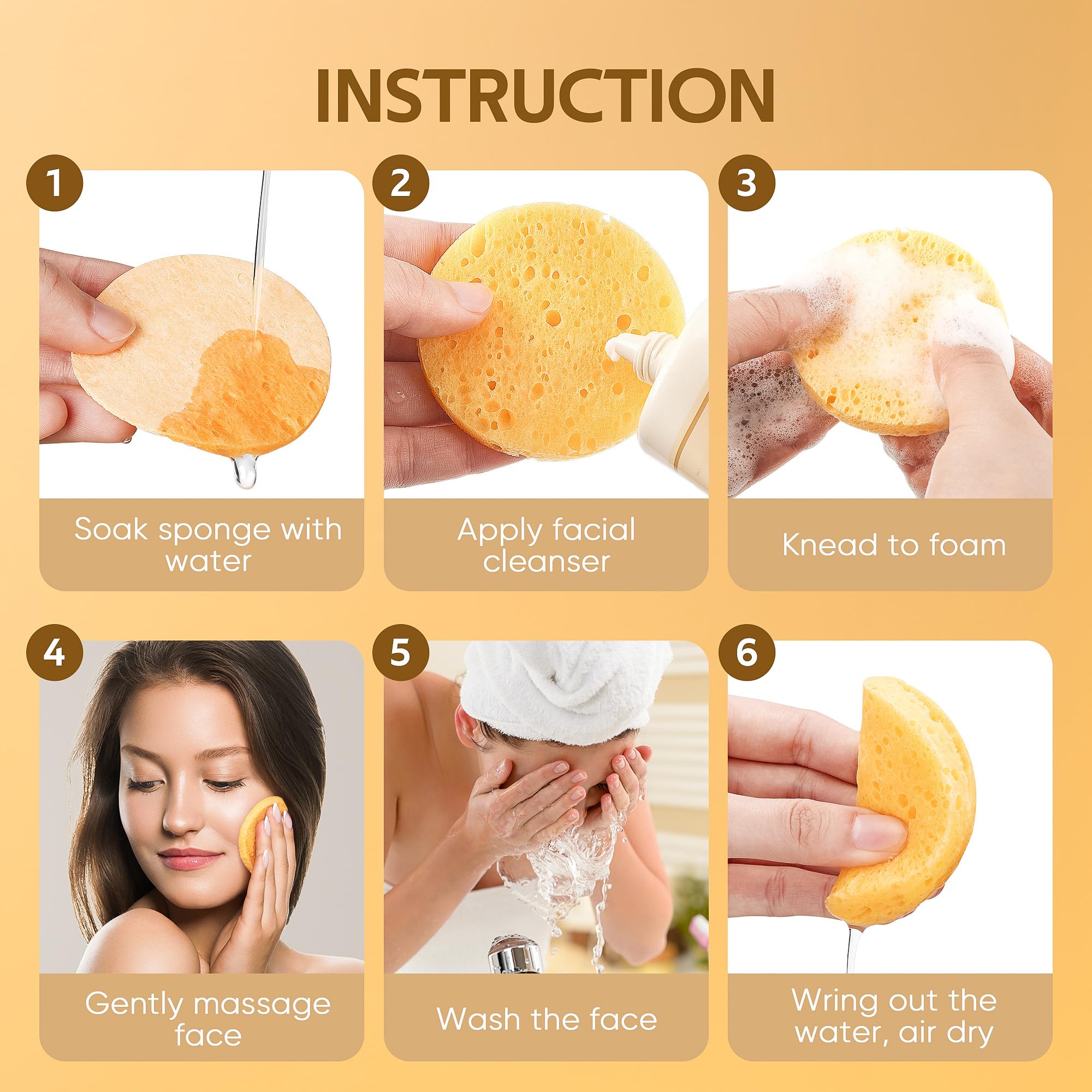 50-Count Compressed Facial Sponges | 100% Natural Cellulose Cosmetic Sponges for Gentle Cleansing, Exfoliating & Makeup Removal | Perfect for Spa, Travel & Daily Skincare Routine