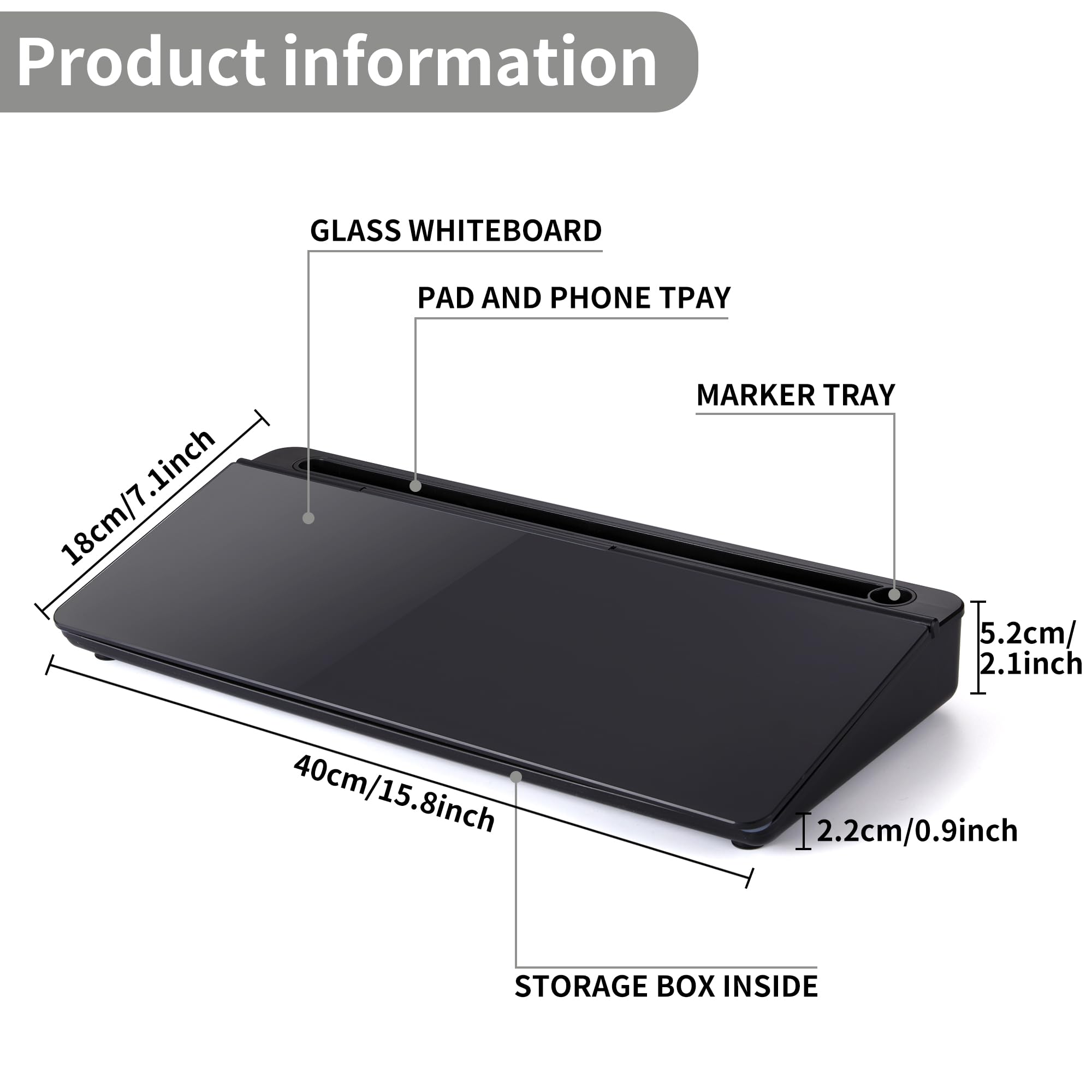 Dry Erase Desktop Whiteboard with Magnetic Surface | Computer Keyboard Whiteboard with Marker & Eraser | Office Desk Organizer for School, Home & Work | Perfect for Meetings, Notes & Productivity (Black)