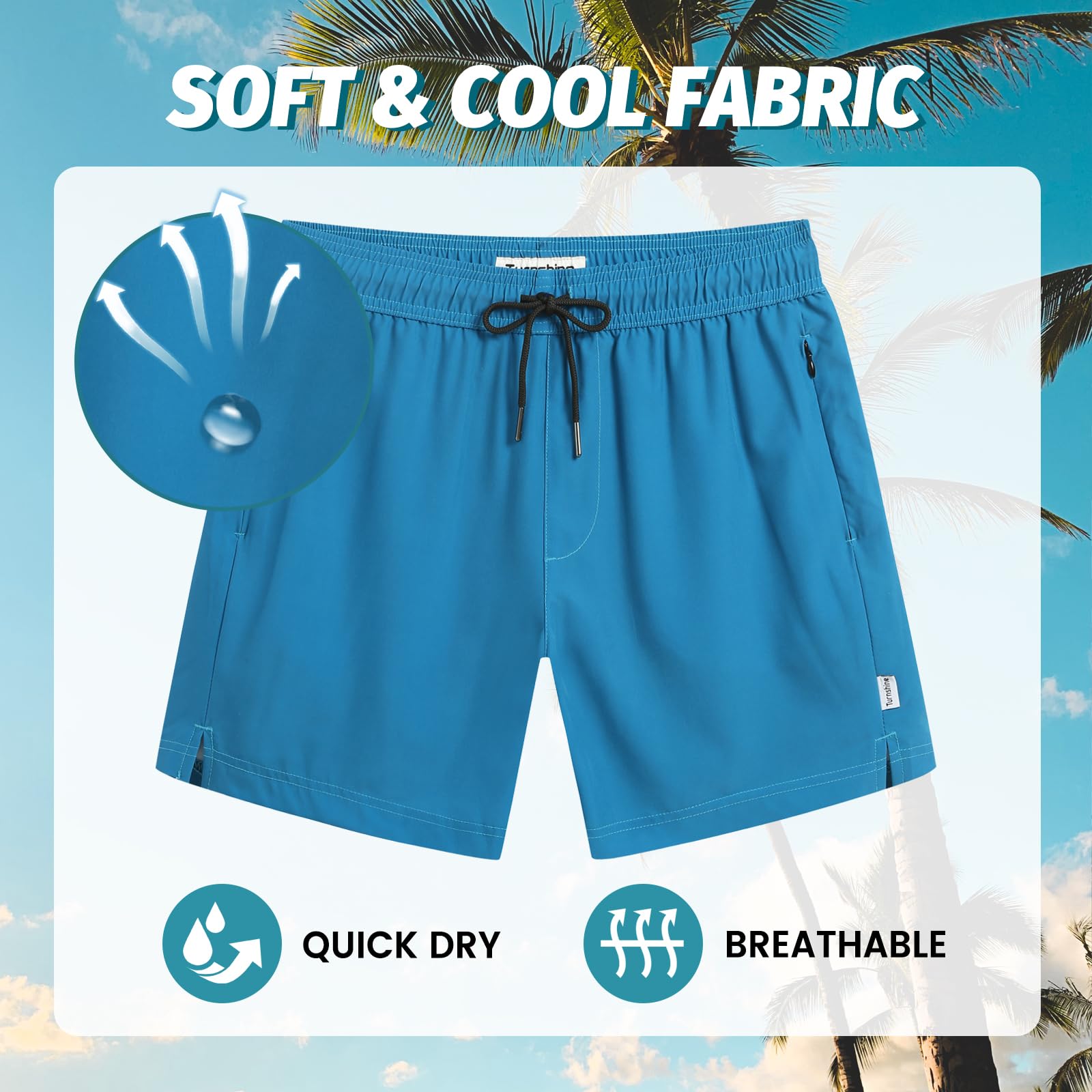Men's Quick Dry Swim Trunks with Compression Liner - 5