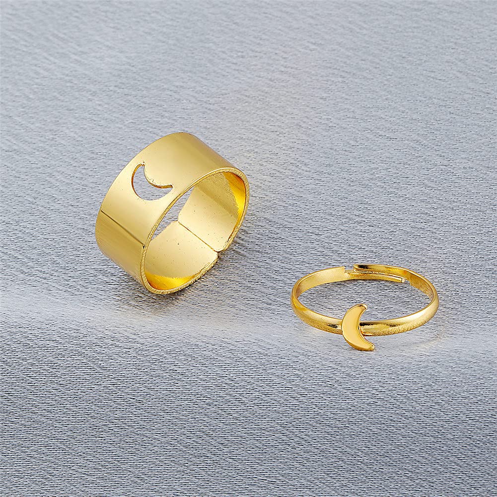 Best Friends BFF Rings for Couples - Matching Love Heart Moon Star Planet Promise Rings for Women & Men - Perfect for Anniversaries, Valentine's Day & TikTok Y2K Jewelry Trends