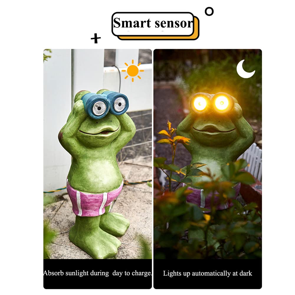 Solar Powered Zen Frog Garden Statue - 8.7 Inch Outdoor Meditation Decor with LED Lights, Resin Yoga Frog Figurine for Yard, Patio, and Zen Garden Decorations - Perfect for Outdoor Relaxation and Nighttime Ambiance