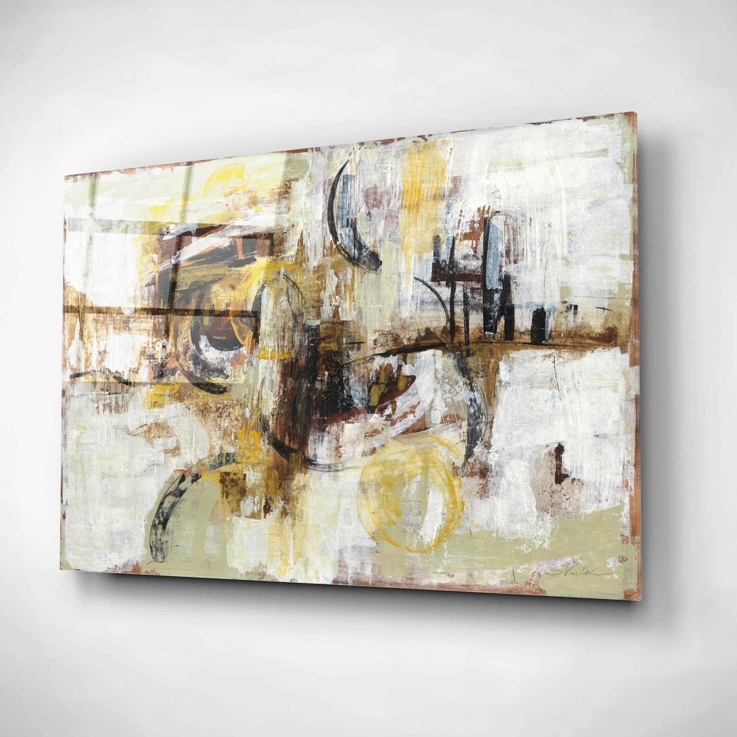 Silvia Vassileva Graffiti Wall III Acrylic Glass Wall Art - 24x16 Inches Modern Abstract Painting for Living Room, Bedroom & Office Decor