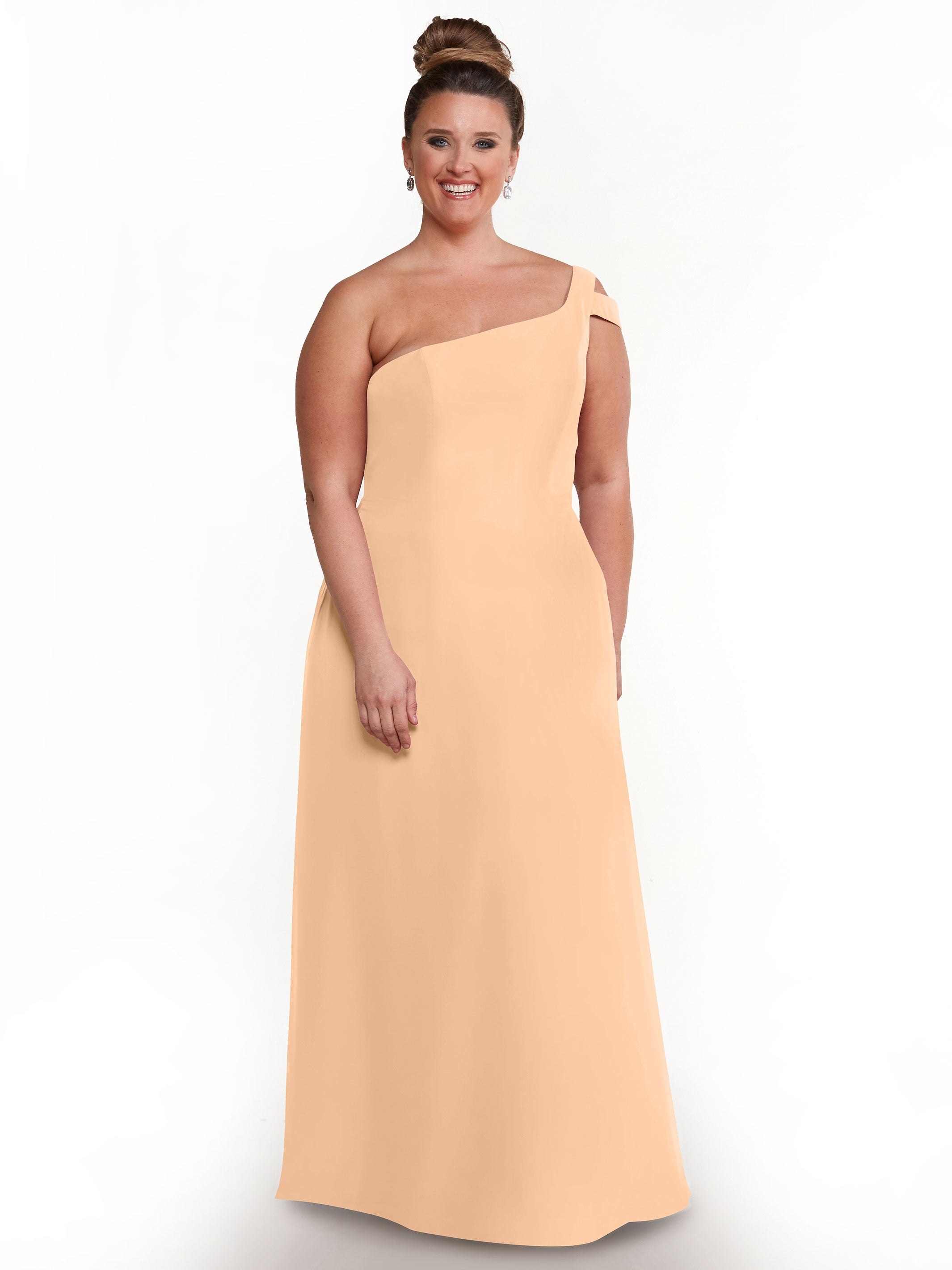 Elegant 80139 Chiffon A-Line One Shoulder Bridesmaid Dress with High Slit - Perfect for Weddings, Prom & Formal Events