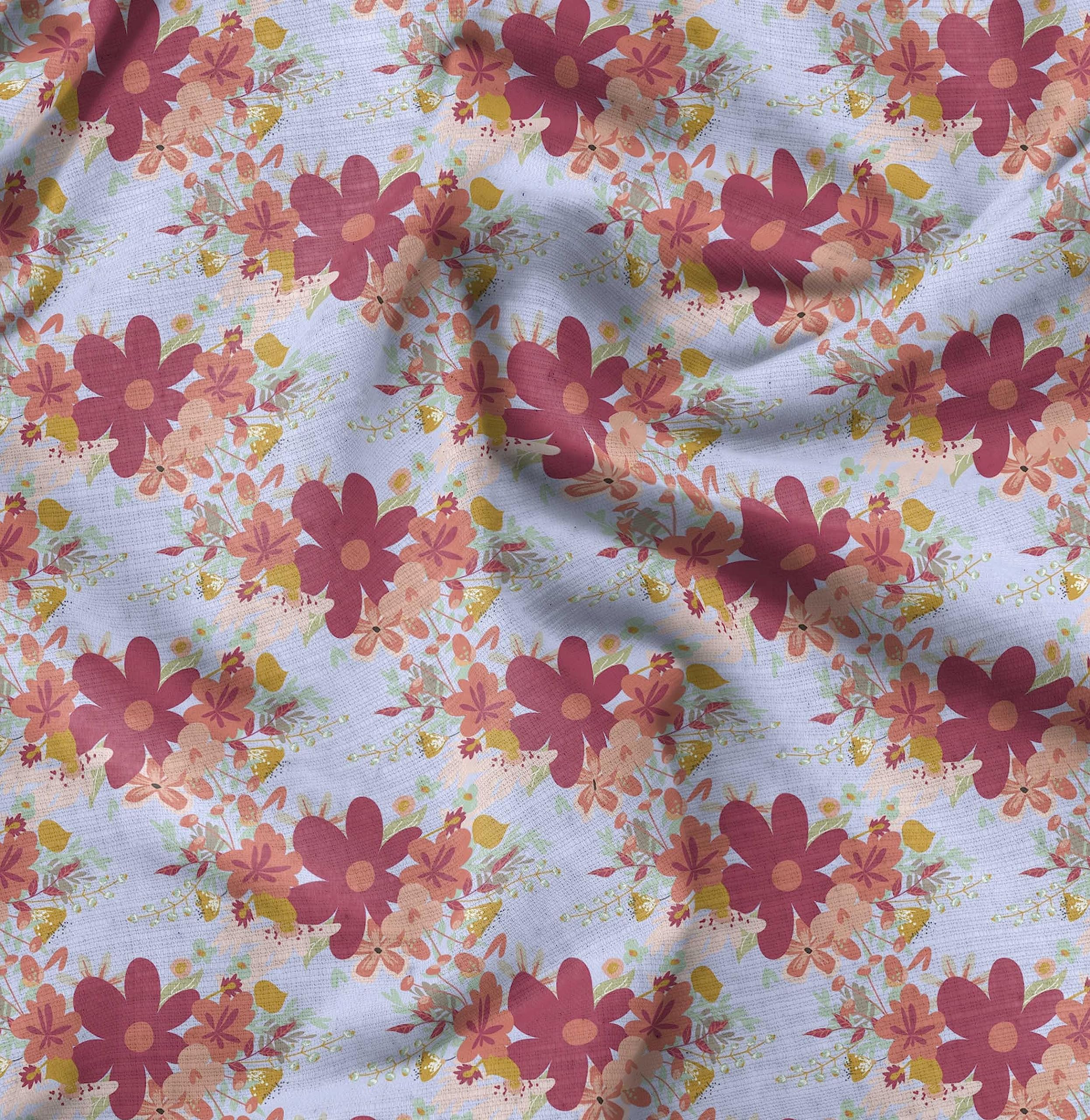 Soimoi Moss Georgette Blue Fabric by The Yard - 42 Inch Wide Printed Fabric with Artistic Leaf & Floral Design for DIY Fashion, Home Decor, and Craft Projects - Elegant Dresses, Curtains, and Scarf Making Material