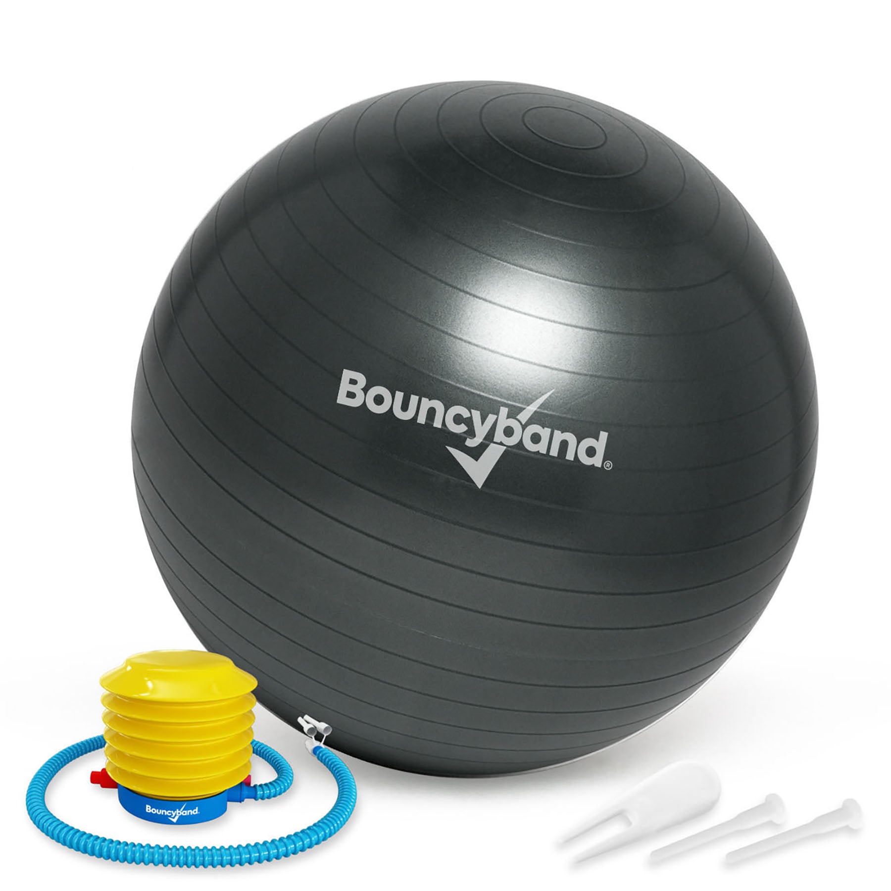 Bouncyband 65cm Balance Ball Chair - Dynamic Dark Gray Stability Ball Seat for Active Sitting, Office, Classroom & Home Use