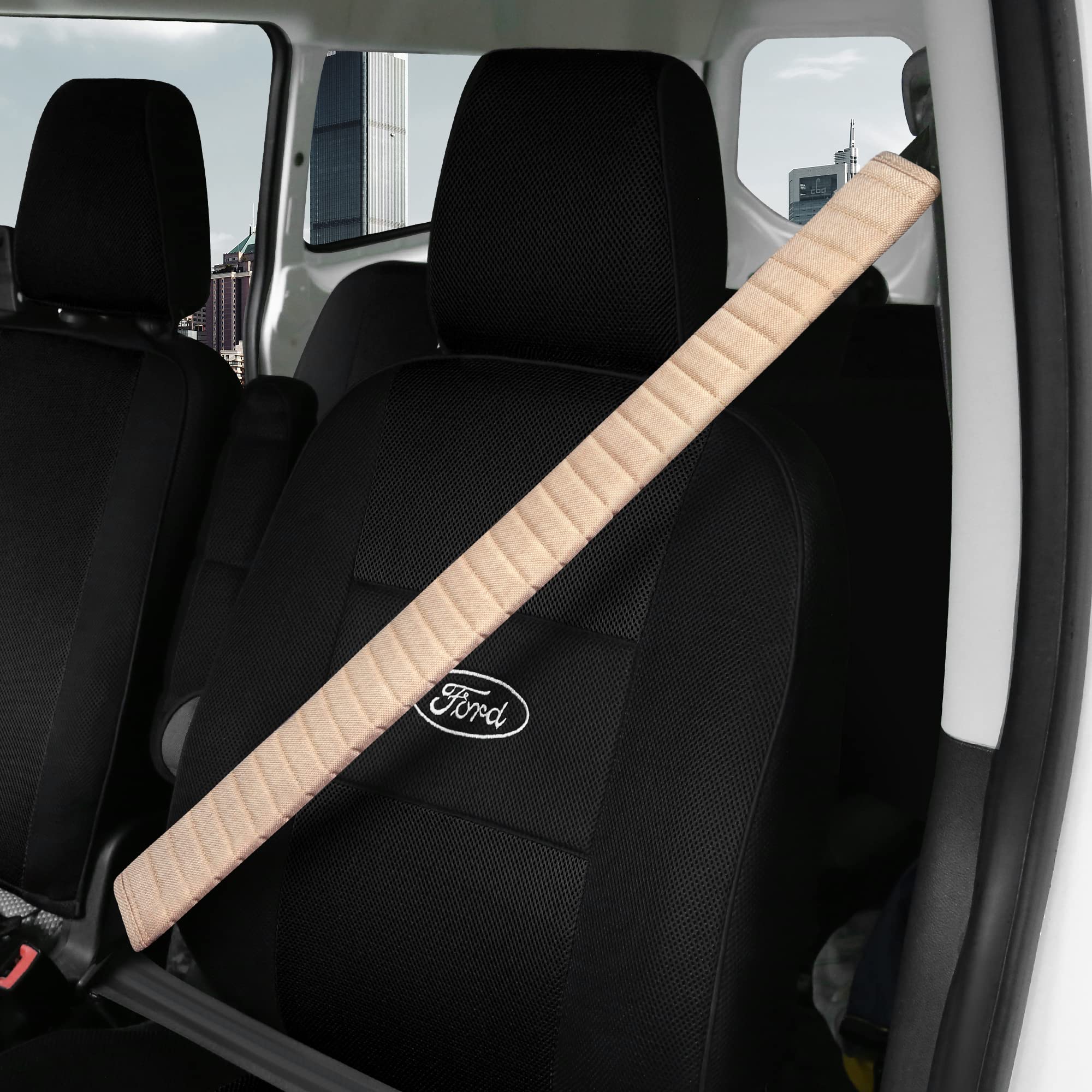 Comfortable Car Seatbelt Covers for Adults & Kids - Extra Long 39.5in Shoulder Pad Protector Sleeve - Universal Fit for Honda, Trucks & All Vehicles - Beige Accessory for Safe & Stylish Driving