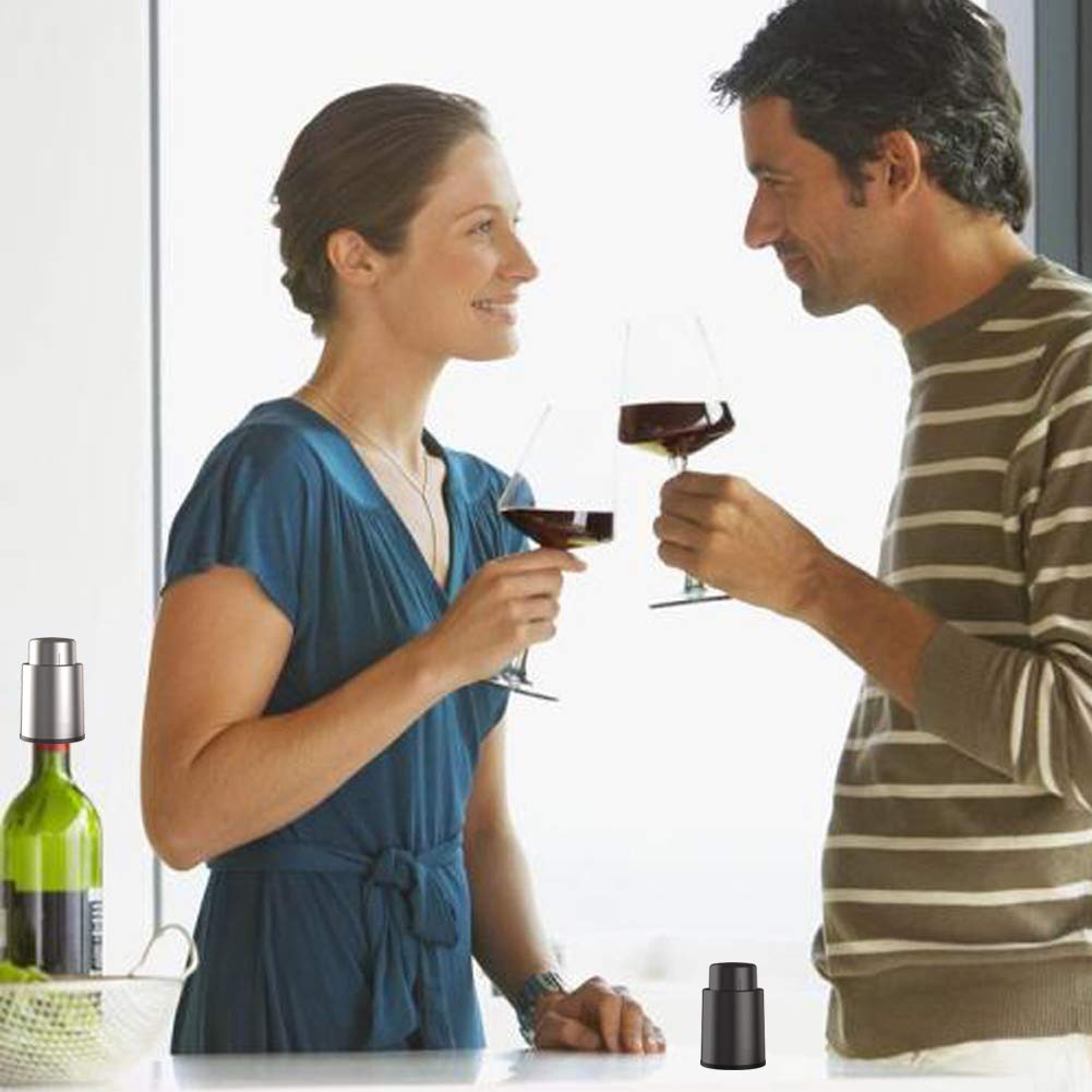 Premium Vacuum Wine Stoppers with Time Scale - 2 Pack Stainless Steel & ABS Wine Preserver Corks | Leakproof Wine Sealer for Champagne, Red & White Wine | Keeps Wine Fresh for 7 Days | Ideal Gift for Wine Lovers | Perfect for Parties, Home Bars & Restaurants