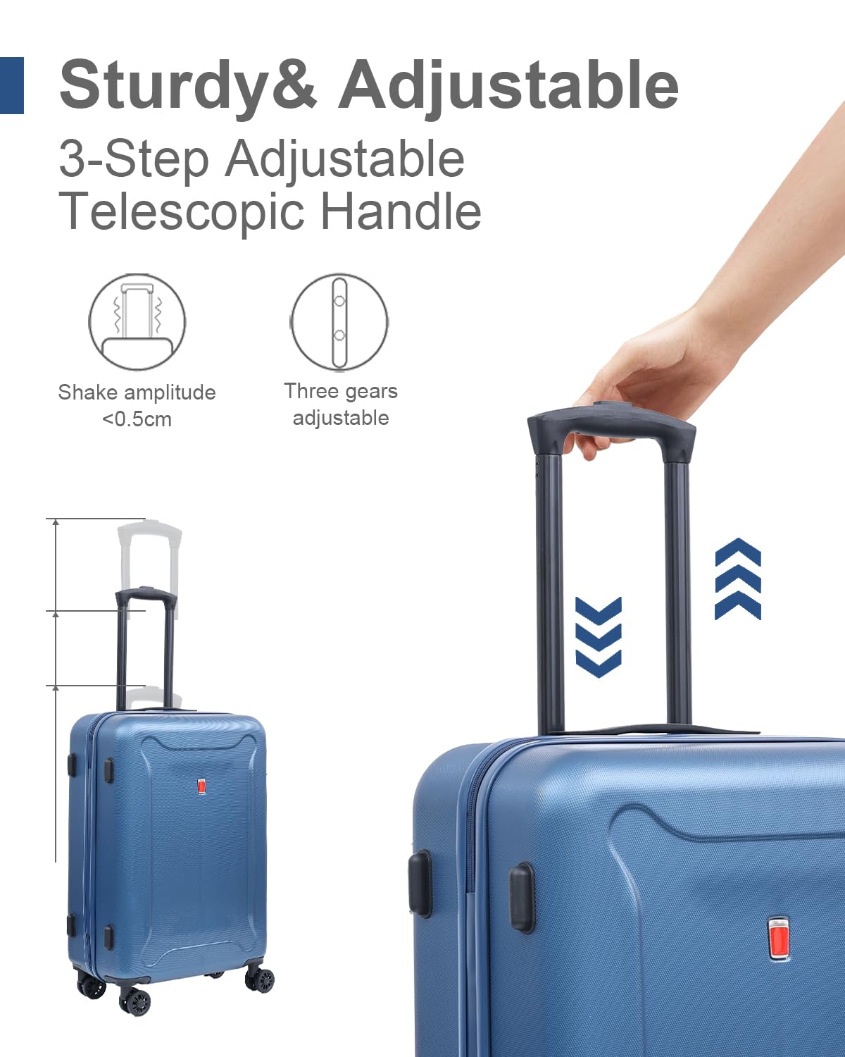 3-Piece ABS Hardshell Luggage Set with 360° Spinner Wheels - TSA Approved Lightweight Suitcases for Travel (Navy Blue) | Perfect for Family Vacations, Business Trips & International Travel
