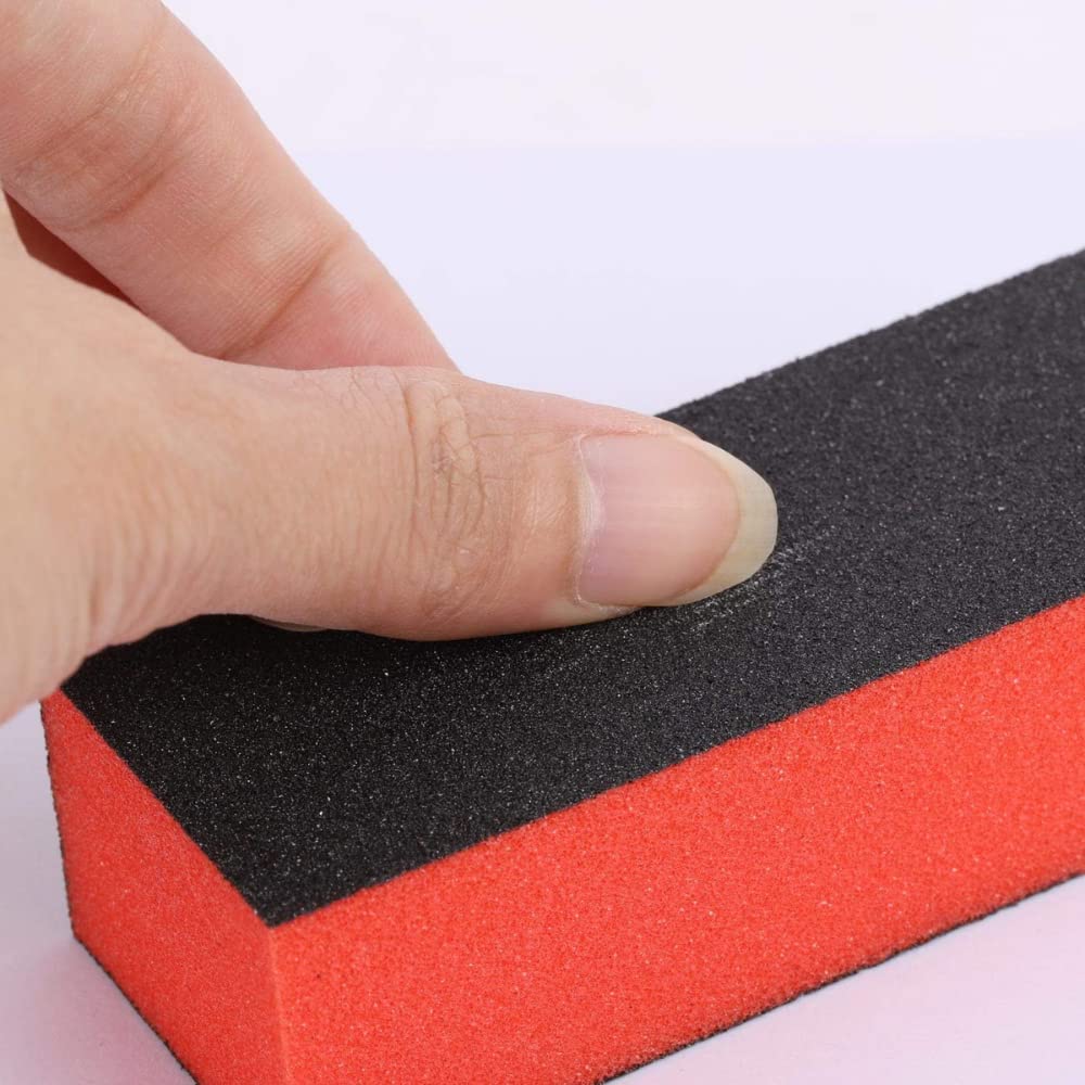 Bunny Nail Studio Professional Nail Buffer Block - 4 in 1 Nail File, Shiner, Sanding & Manicure Buffer for Nail Extensions & Art (Orange) - Perfect for Home Salon, DIY Manicure & Professional Nail Care