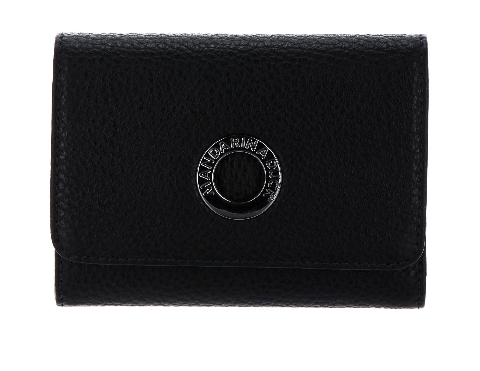 Mandarina Duck Women's Leather Wallet - Slim Billfold Credit Card Holder (10x21x28.5cm) - Black Nero for Everyday Use & Travel Essentials