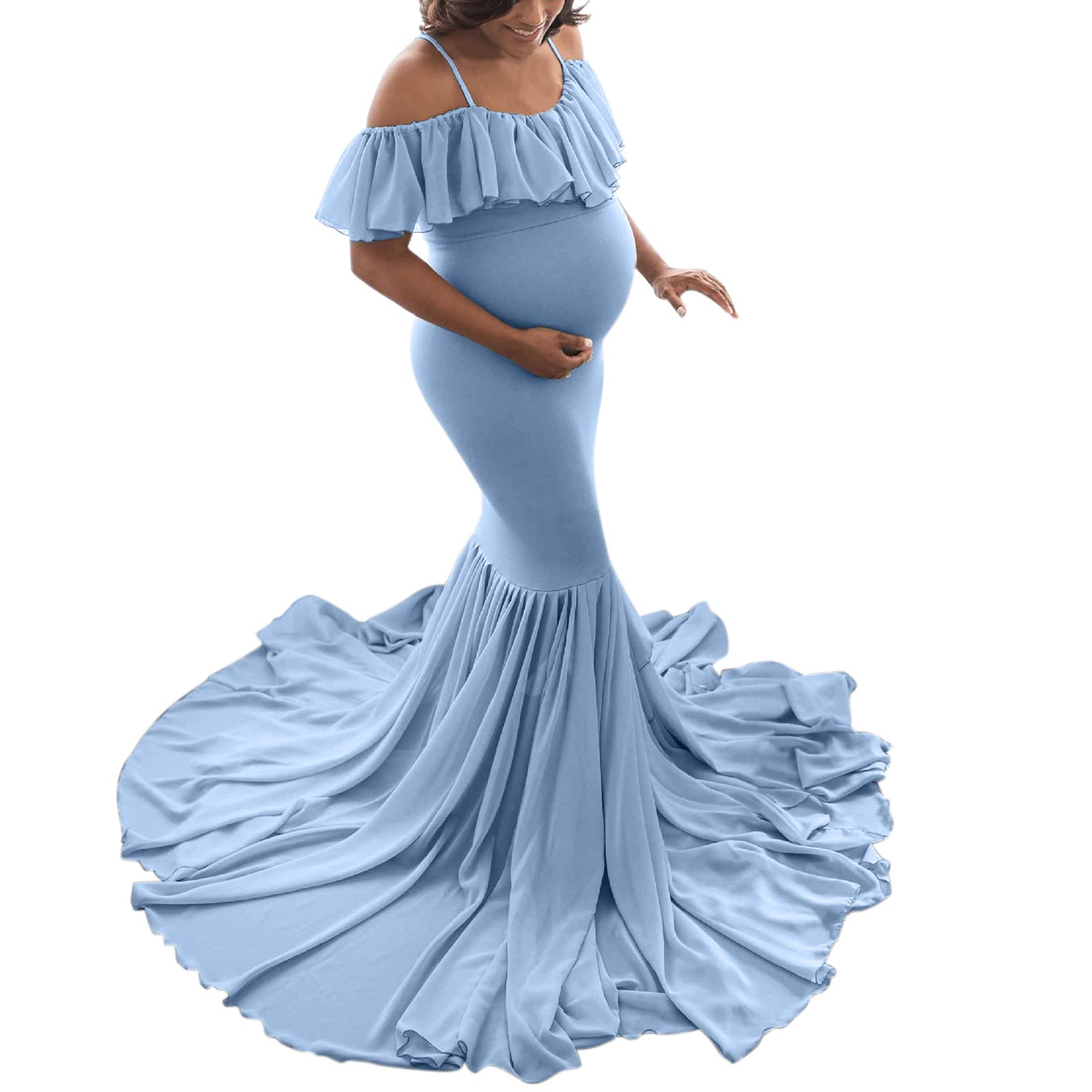 Xiart Maternity Photography Dress - Soft & Comfortable Short Sleeve Pregnancy Gown for Women | Perfect for Maternity Photos, Baby Showers & Special Occasions
