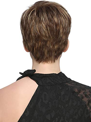 Short Synthetic Wigs with Bangs for Black Women - Mixed Brown Hairstyles | Heat Resistant & Natural Look | Perfect for Cosplay, Daily Wear & Special Occasions (NAS-7266)