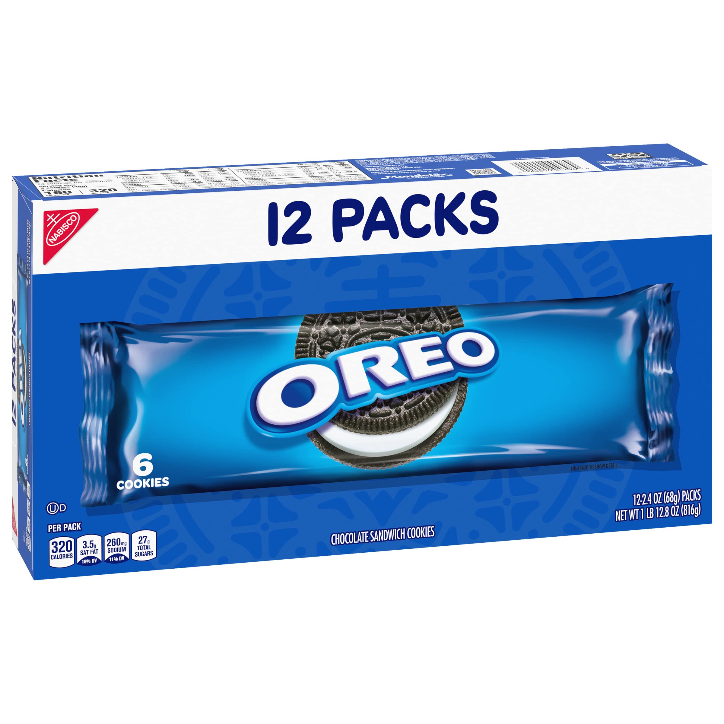OREO Chocolate Sandwich Cookies, 12 Pack (2.4 oz Each) - Perfect for School Lunch Boxes, Office Snacks & Afternoon Tea Treats