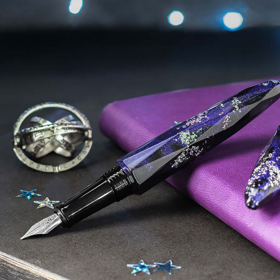 Benu Briolette Fountain Pen - Milky Way Design, Medium Nib, Luxury Writing Instrument for Professionals & Collectors - Perfect for Signatures, Calligraphy & Gift Giving