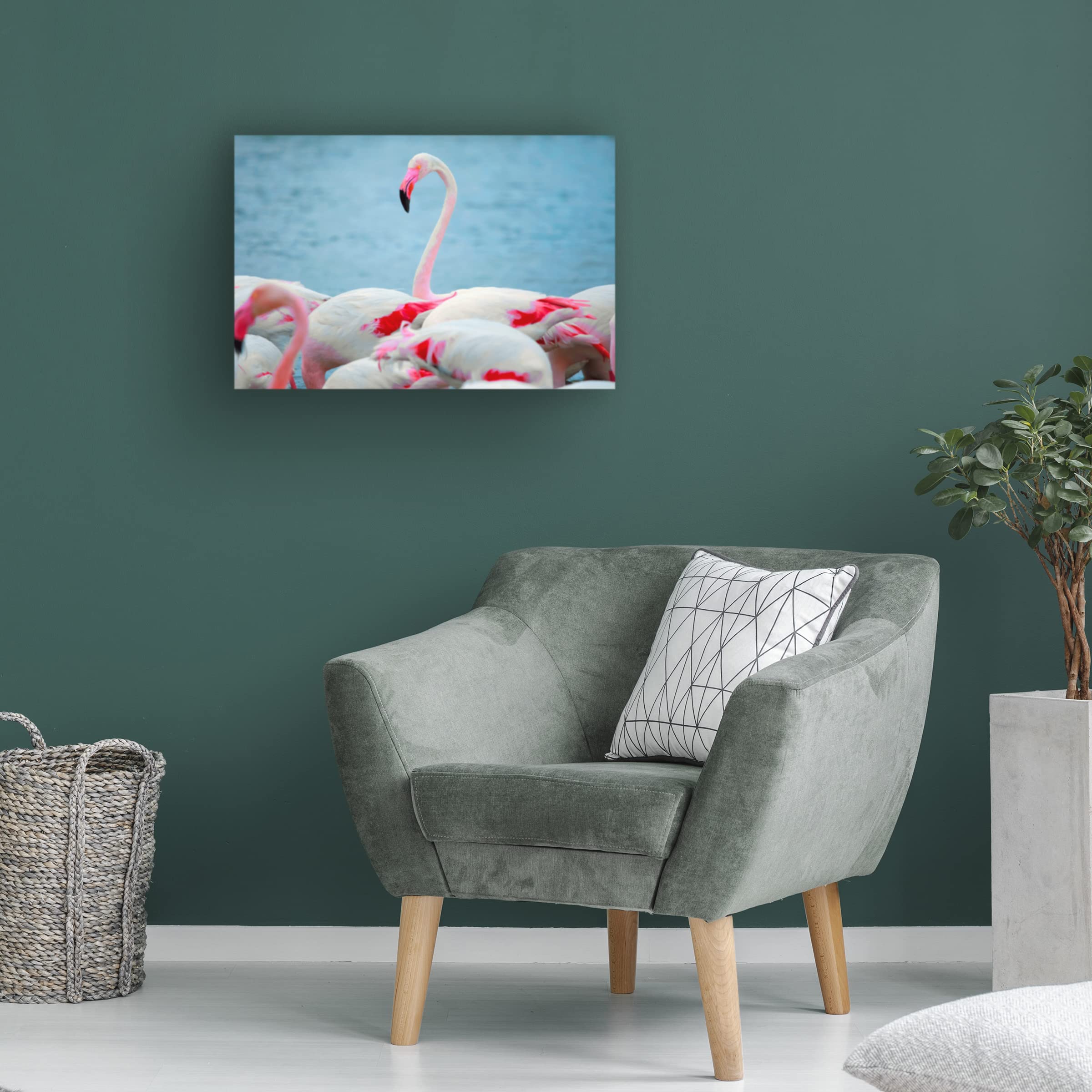 Trademark Fine Art 'Flamboyant Of Flamingos 4' Canvas Wall Art Print by Ben Heine - Tropical Pink Flamingo Painting for Living Room, Bedroom & Office Decor