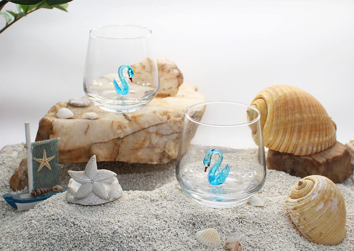 3D Drinking Glass Cup with Handmade Glass Animal Figurines Inside - Stemless Glass for Water, Wine, Milk & Beverages (12oz, Water Animals) - Perfect for Home Bar, Party Decor & Unique Gift Ideas