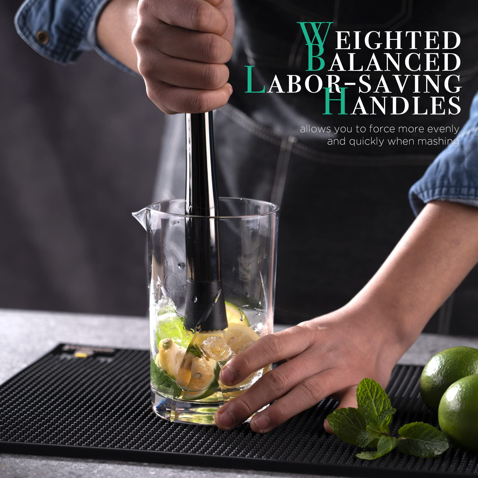 Premium 10-Inch Stainless Steel Cocktail Muddler - 304 Grade Bar Tool for Mojitos, Old Fashioned & Fruit Drinks | Durable Home Bar Essential for Mixologists & Entertaining | Perfect for Home Bars, Parties & Professional Bartending