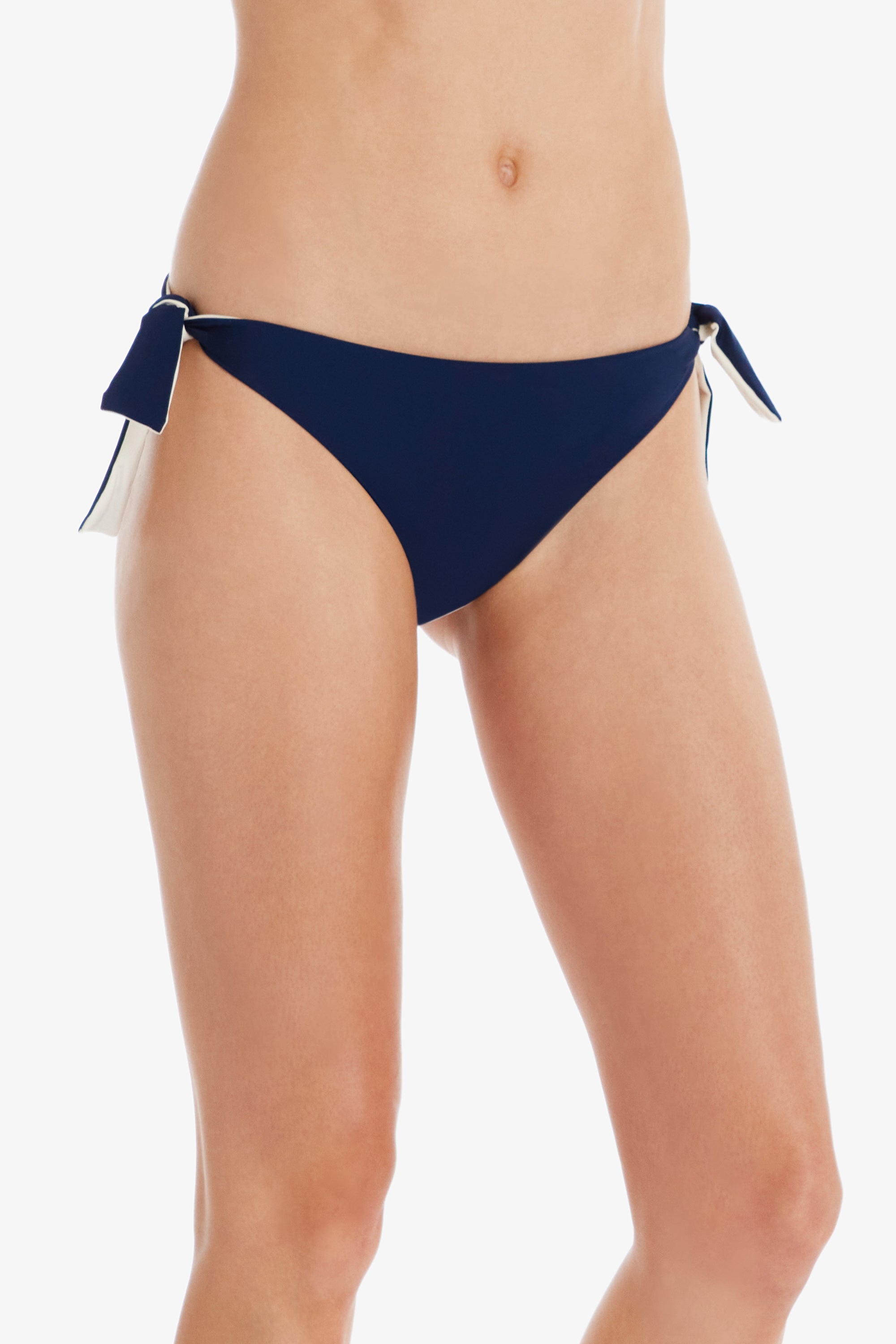 Reversible Tie Hipster Underwear for Women - Navy & Ivory - Comfortable High Waist Panties for Everyday Wear and Lounge