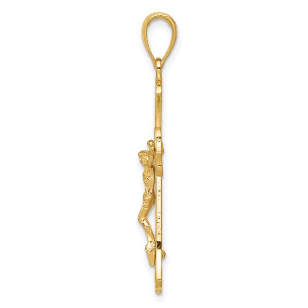 14K Solid Yellow Gold Jesus Christ Crucifix Necklace - Religious Cross Pendant for Women & Men - Perfect for Baptism, First Communion, Confirmation & Daily Faith Jewelry