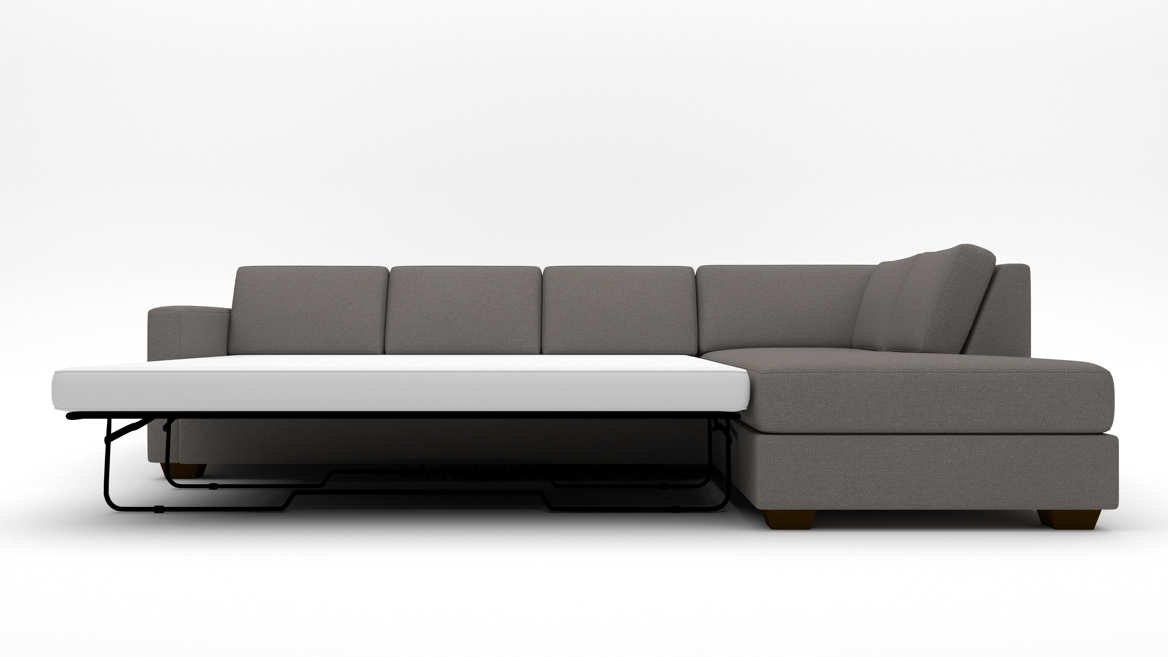 Track 121 Right Chaise Sleeper Sectional Sofa - Modern L-Shaped Convertible Couch with Pull-Out Bed for Living Room, Guest Room & Small Spaces