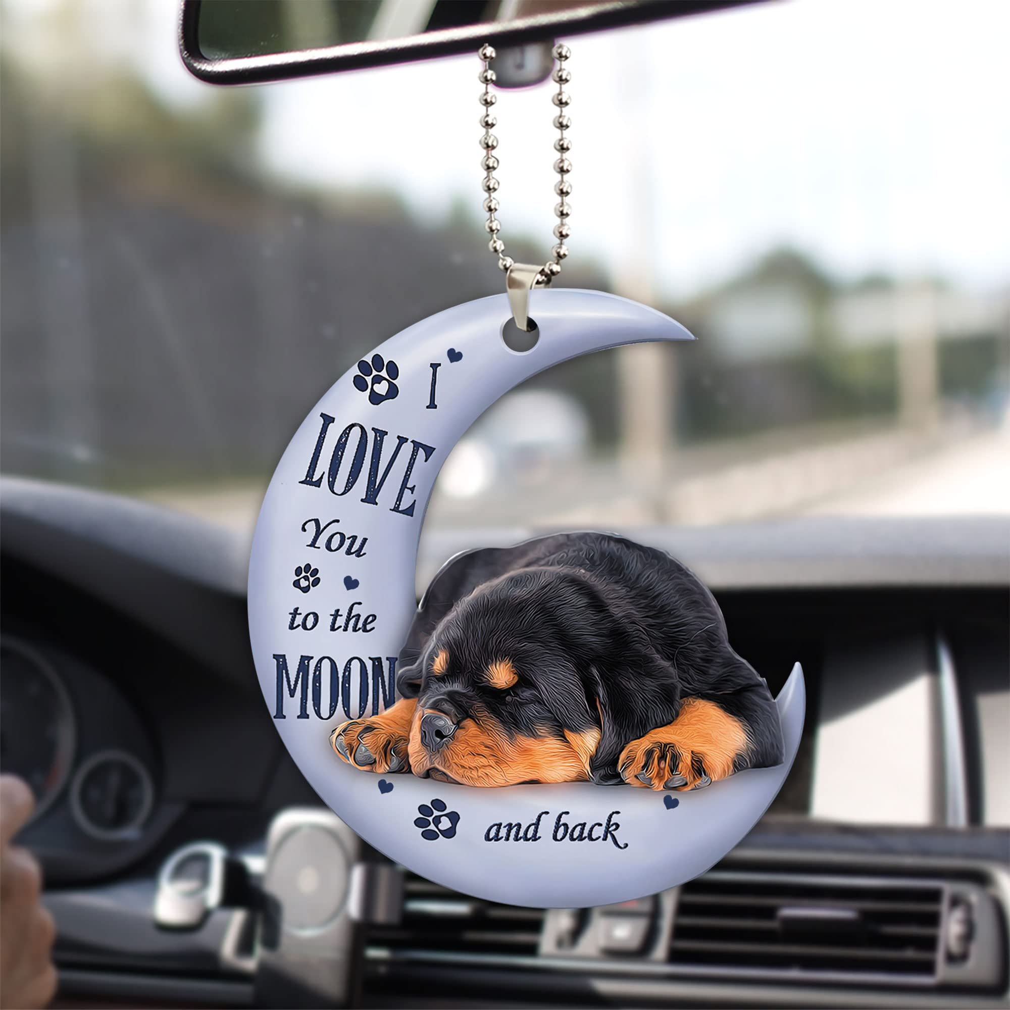 Talataca Rottweiler Memorial Keepsake - 2D Flat Car Rearview Mirror Charm, Christmas Tree Ornament & Home Decor Gift - Perfect for Pet Lovers, Car Accessories, and Holiday Decorations