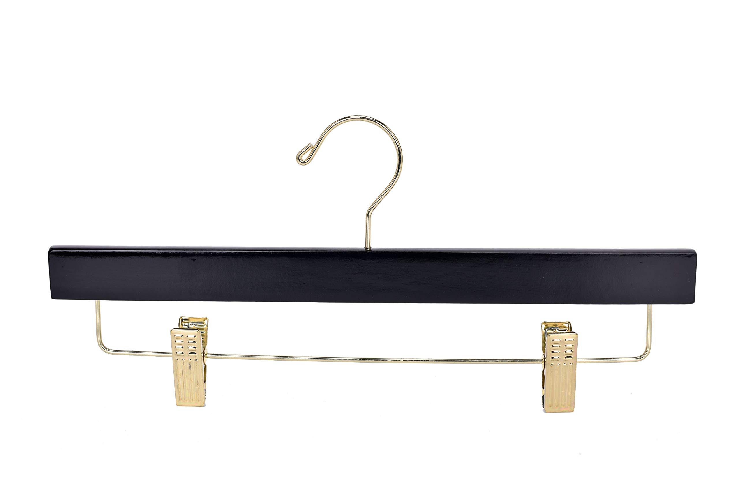 Premium Black Wooden Hangers Set - 20 with Bar, 10 Barless, 10 Clip & 10 Straight Clip Hangers - Gold Hook Luxury Closet Organizers for Jackets, Pants & Dresses - Perfect for Wardrobe, Retail & Boutique Display