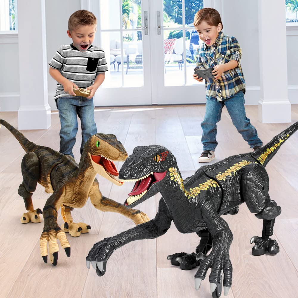 Mini Tudou Remote Control Dinosaur Toy - 2.4Ghz LED Velociraptor Robot with Realistic Sounds & Walking Action, Electronic RC Dinosaur for Boys Kids Ages 5-9 | Perfect for Birthday Gifts, STEM Learning & Indoor/Outdoor Playtime