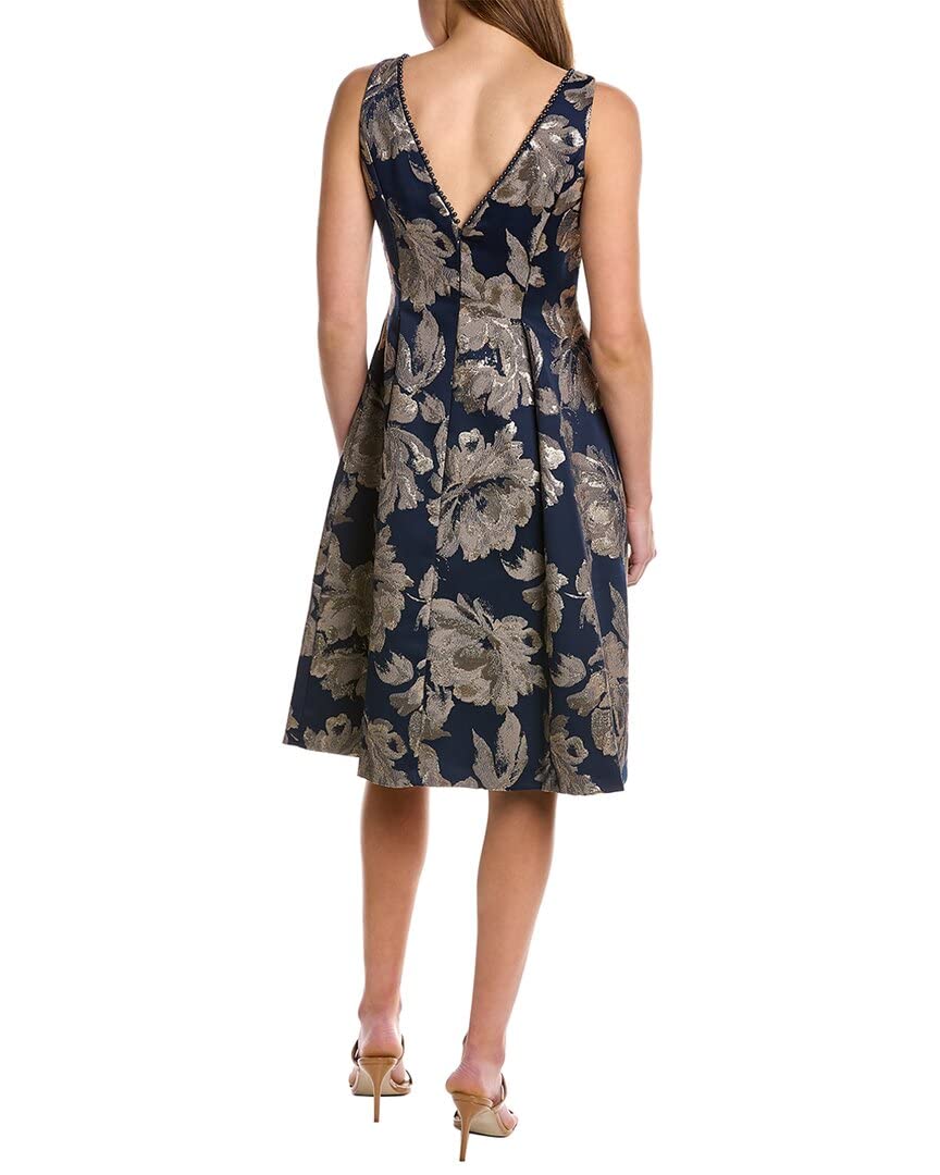 Adrianna Papell Women's Metallic Jacquard Cocktail Dress for Evening Parties, Weddings & Special Occasions | Elegant Formal Gown with Shimmering Fabric