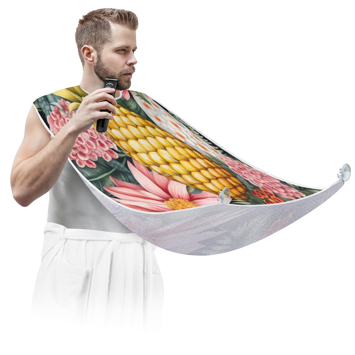 Men's Summer Pineapple Flowers Beard Shaving Bib - Waterproof Hair Dye Apron for Barbers & Stylists - Sink Hair Catcher for Beard Trimming & Lineup - Perfect Gift for Grooming & Salon Use