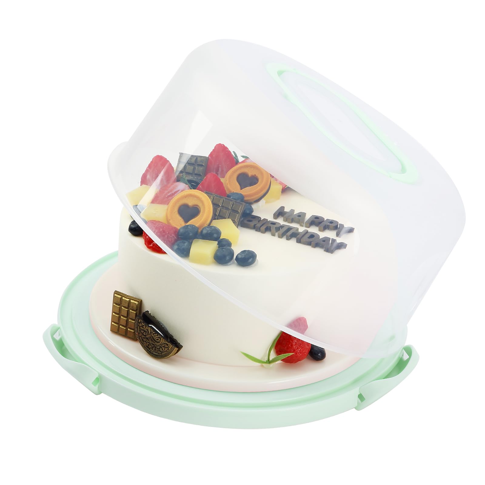 Premium Cake Carrier with Lid & Handle - 12 Inch Cupcake Holder & Rotating Turntable for Baking, Transporting & Decorating (Green) - Perfect for Birthday Parties, Wedding Cakes & Professional Bakeries