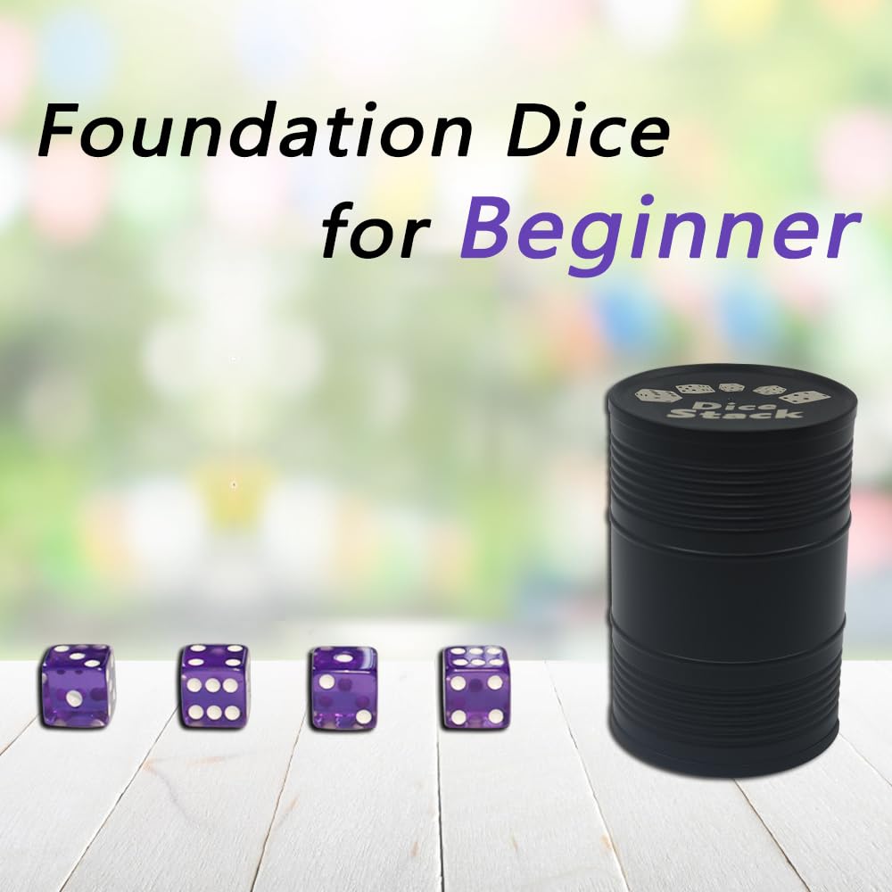 Graduation Gift Dice Stacking Cup Set - 4 Purple 19mm & 5 Green 18mm Standard 6-Sided Dice with Storage Bag & Magic Tricks Guide - Perfect for Board Games, Parties, and Magic Shows