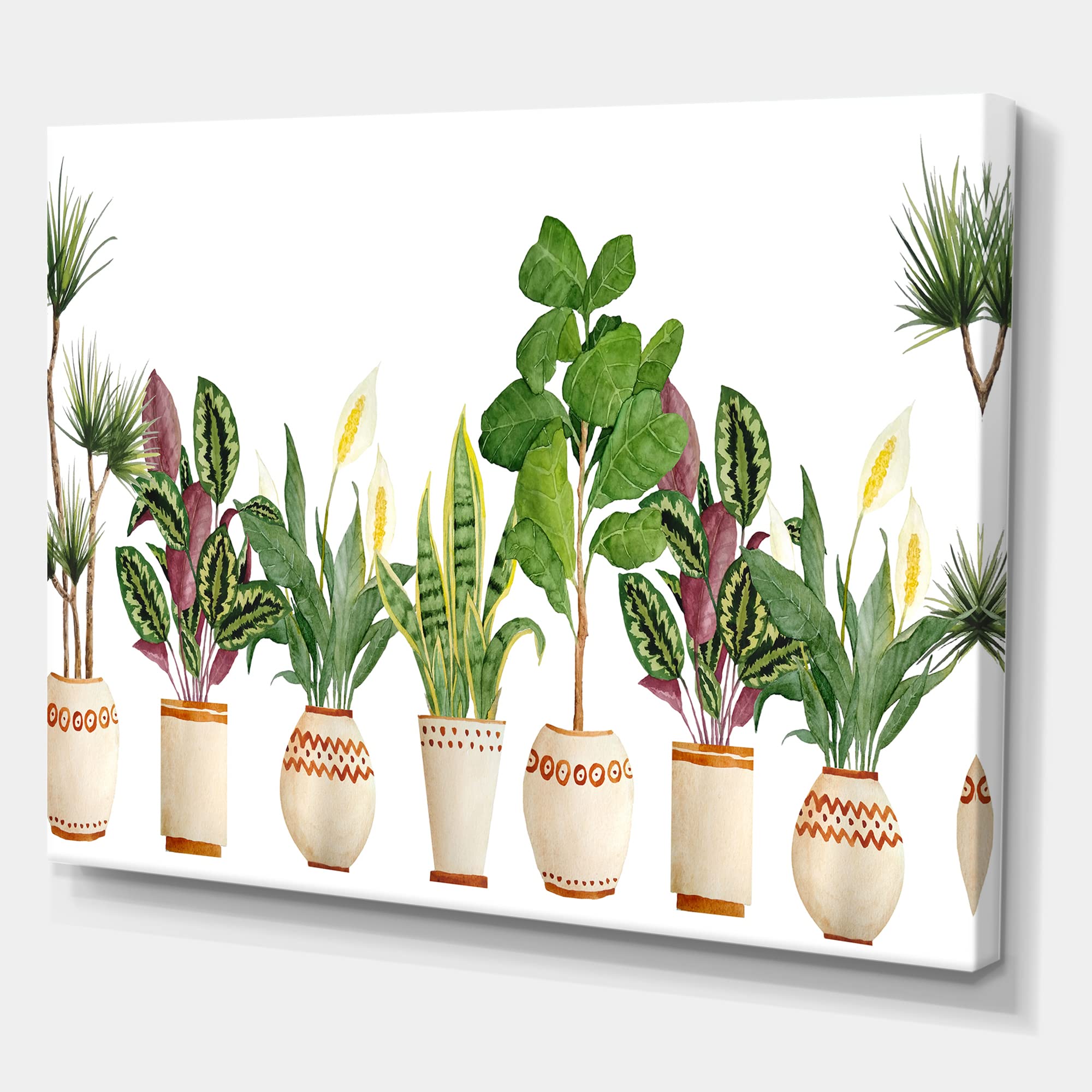 DesignQ Trio of Houseplants Sansevieria Snake Plant Farmhouse Canvas Wall Art - Perfect for Home Decor, Living Room, Bedroom & Office