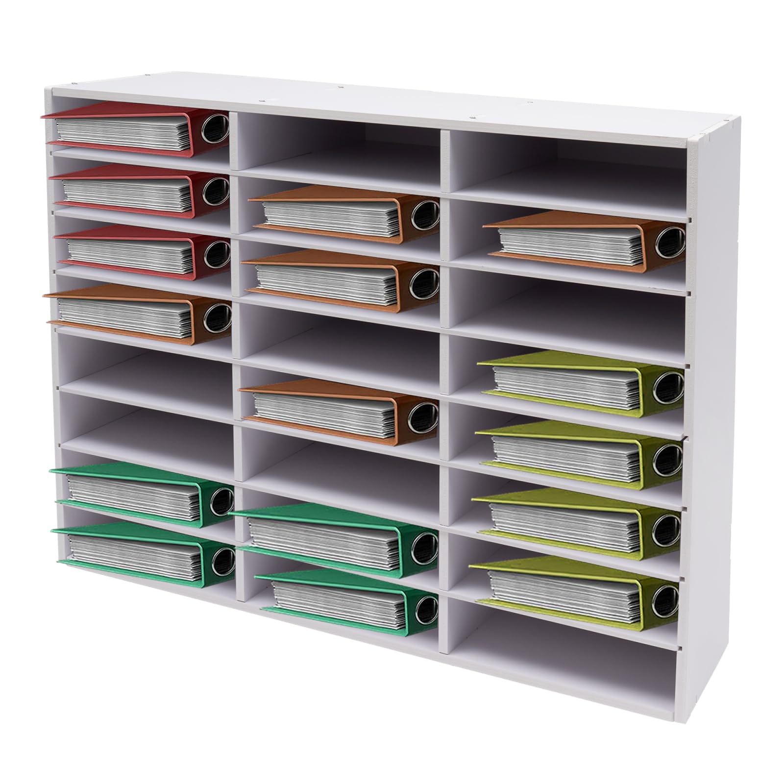 24 Compartment Literature Organizer - Student Mailbox & File Sorting Cabinet for Classroom, Office, School | White Desktop Paper Sorter for Stationery, Documents & Homework Organization | Perfect for Teachers, Students & Office Workers