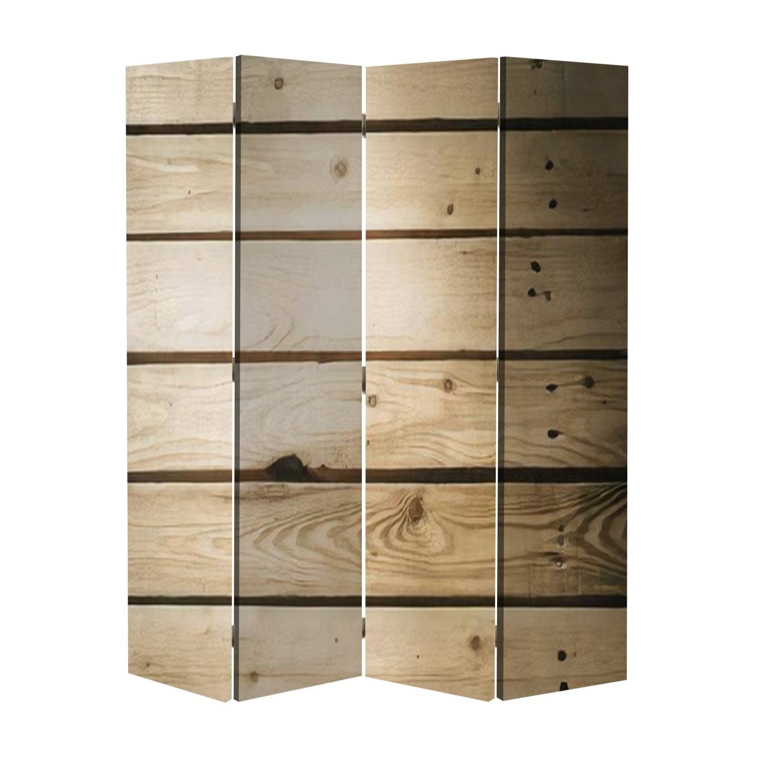 VDSRYGMLB Wooden Room Divider - 4 Panel Folding Privacy Screen with Pine Wood Frame & Canvas Panels for Home, Office, and Indoor Spaces | Perfect for Room Separation, Display Shelves, and Decorative Partition