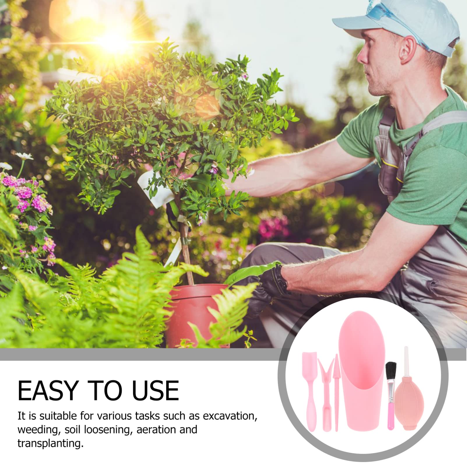 YARNOW 6-Piece Mini Garden Hand Tool Set - Succulent & Cactus Transplanting Tools, Fairy Garden Accessories, Indoor Potting Kit for Houseplants, Bonsai Care - Pink (Perfect for Small Spaces, Windowsill Gardens & DIY Plant Projects)