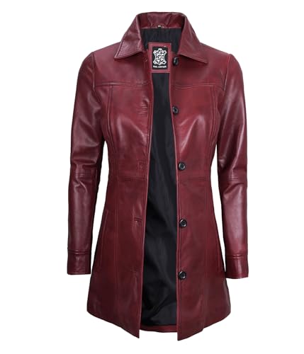 Kandis Leather Coat Women - Maroon