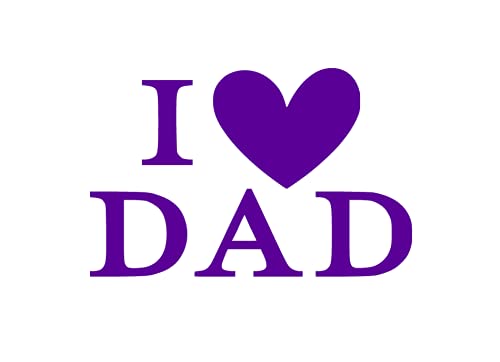 Father's Day DIY Iron On Transfer - I Love Dad Heat Decal for T-Shirts, Gifts from Kids, Craft Projects (Purple) | Perfect for Custom Apparel, Personalized Gifts & Family Activities