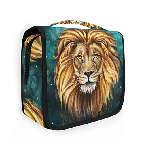 CaTaKu Lion Forest King Waterproof Cosmetic & Toiletry Travel Bag - Hanging Organizer for Makeup, Shampoo, Skincare (Men & Women) - Perfect for Camping, Gym, Beach Trips & Business Travel