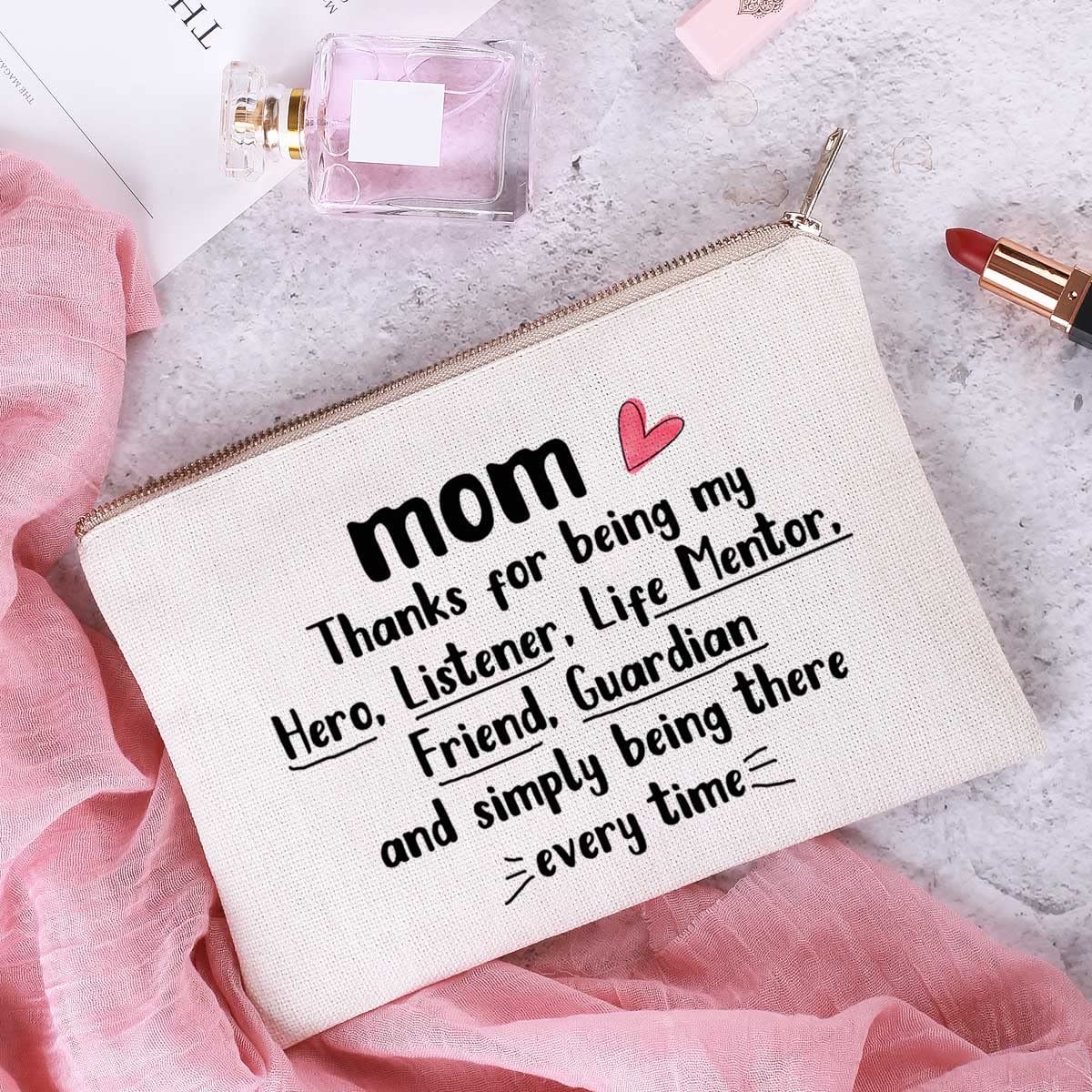 Stylish Linen Cotton Makeup Bag for Mom - Perfect Birthday Gift from Daughter, Cosmetic Case for Travel & Daily Use