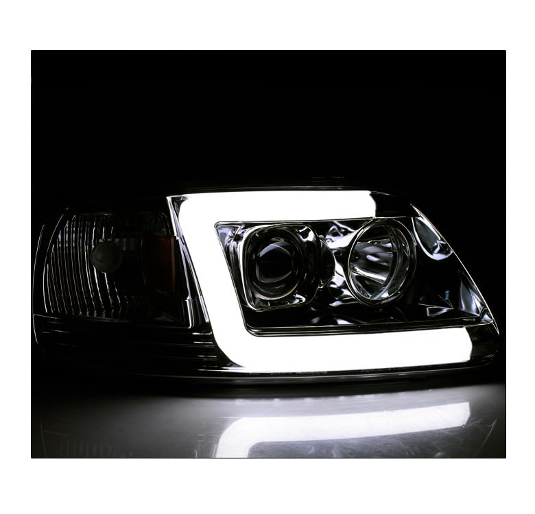 1997-2003 Ford F-150 & 1997-2002 Expedition LED Chrome Projector Headlights with 6