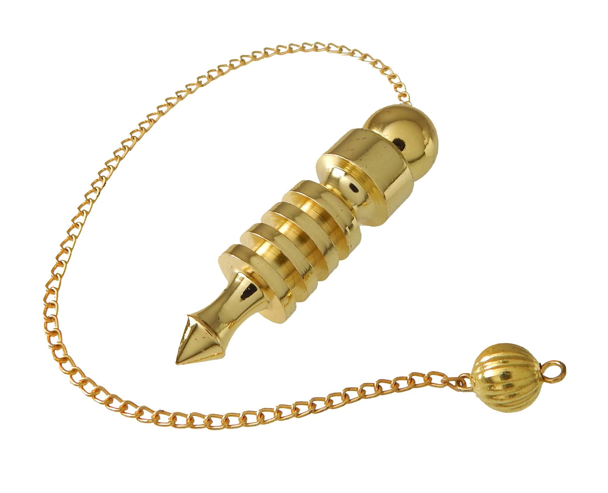 4 Ring Brass Metal Chamber Pendulum - Openable Cone Point Dowsing & Divination Tool for Reiki, Chakra Balancing, and Meditation | Spiritual Healing Accessory for Energy Work, Pendulum Reading, and Holistic Practices